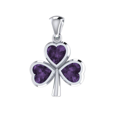 The unsurpassed fascination in a Shamrock ~ Sterling Silver Jewelry Small Pendant with Gemstones TPD3563 - Jewelry